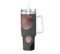 YWSOTRE Eleganti cerchi neri rosa cipria in finto oro rosa,Tazza Ice Bully da 40 oz con manico, in acciaio inossidabile, con borraccia