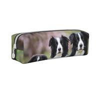 YWSOTRE Famiglia dei Border Collie, Astuccio per matite Astuccio per penne Astuccio per matite in pelle portatile con astuccio cosmetico con cerniera