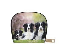 YWSOTRE Famiglia dei Border Collie, Custodia per carte in pelle PU Elegante porta carte di credito Porta carte di credito