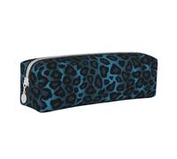 YWSOTRE Fantastica stampa animalier leopardo blu, Astuccio per matite Astuccio per penne Astuccio per matite in pelle portatile con astuccio cosmetico con cerniera