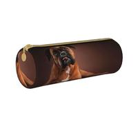 YWSOTRE Fantastico cane boxer sdraiato, Astuccio portapenne cilindrico Astuccio portapenne in pelle portatile con astuccio cosmetico con cerniera