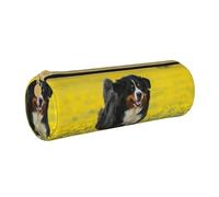 YWSOTRE Felice Bovaro del Bernese, Astuccio portapenne cilindrico Astuccio portapenne in pelle portatile con astuccio cosmetico con cerniera