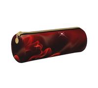 YWSOTRE Fiamma Rossa Stampata, Astuccio portapenne cilindrico Astuccio portapenne in pelle portatile con astuccio cosmetico con cerniera