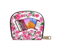 YWSOTRE Fiore di fisarmonica dell'acquerello rosa, Custodia per carte in pelle PU Elegante porta carte di credito Porta carte di credito