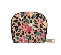 YWSOTRE Fiore leopardo vintage stampato, Custodia per carte in pelle PU Elegante porta carte di credito Porta carte di credito