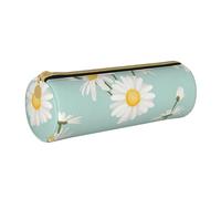 YWSOTRE Fiore rigoglioso della margherita floreale, Astuccio portapenne cilindrico Astuccio portapenne in pelle portatile con astuccio cosmetico con cerniera