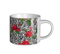 YWSOTRE Fiore rosso animale zebra, Tazza in ceramica di grande capacità, tazza da tè, tazza da caffè 450 ml