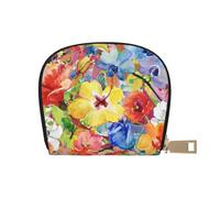 YWSOTRE Fiori dell'orchidea del giglio dell'acquerello, Custodia per carte in pelle PU Elegante porta carte di credito Porta carte di credito