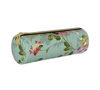 YWSOTRE Fiori floreali d'epoca, Astuccio portapenne cilindrico Astuccio portapenne in pelle portatile con astuccio cosmetico con cerniera