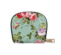 YWSOTRE Fiori floreali d'epoca, Custodia per carte in pelle PU Elegante porta carte di credito Porta carte di credito