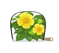 YWSOTRE Fiori Gialli Nel Cespuglio Verde, Custodia per carte in pelle PU Elegante porta carte di credito Porta carte di credito