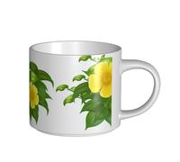 YWSOTRE Fiori gialli nel cespuglio verde, Tazza in ceramica di grande capacità, tazza da tè, tazza da caffè 450 ml