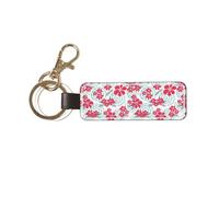 YWSOTRE Fiori invernali rossi e blu, Portachiavi in pelle PU, portachiavi con anello portachiavi, organizer, 1 pz