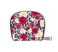 YWSOTRE Fiori leopardati colorati, Custodia per carte in pelle PU Elegante porta carte di credito Porta carte di credito