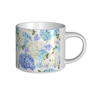 YWSOTRE Fiori Ortensia Bianco Blu Navy Sfumato, Tazza in ceramica di grande capacità, tazza da tè, tazza da caffè 450 ml