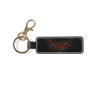 YWSOTRE Fiori Rose Westernch, Portachiavi in pelle PU, portachiavi con anello portachiavi, organizer, 1 pz