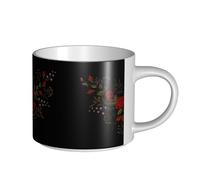 YWSOTRE Fiori Rose Westernch, Tazza in ceramica di grande capacità, tazza da tè, tazza da caffè 450 ml