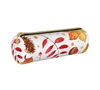 YWSOTRE Foglia botanica autunnale, Astuccio portapenne cilindrico Astuccio portapenne in pelle portatile con astuccio cosmetico con cerniera