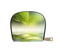 YWSOTRE Foglia Verde Che Riflette Nell'acqua Del Fiume, Custodia per carte in pelle PU Elegante porta carte di credito Porta carte di credito