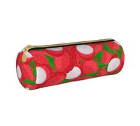 YWSOTRE Frutto Del Modello Di Litchi, Astuccio portapenne cilindrico Astuccio portapenne in pelle portatile con astuccio cosmetico con cerniera