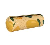 YWSOTRE Frutto Del Modello Di Mango E Foglie, Astuccio portapenne cilindrico Astuccio portapenne in pelle portatile con astuccio cosmetico con cerniera