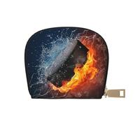 YWSOTRE Fuoco dell'hockey su ghiaccio, Custodia per carte in pelle PU Elegante porta carte di credito Porta carte di credito