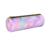 YWSOTRE Galaxy marmorizzato rosa viola, Astuccio portapenne cilindrico Astuccio portapenne in pelle portatile con astuccio cosmetico con cerniera