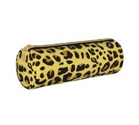 YWSOTRE Ghepardo Leopardo Giallo, Astuccio portapenne cilindrico Astuccio portapenne in pelle portatile con astuccio cosmetico con cerniera