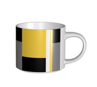 YWSOTRE Giallo Grigio Nero Bianco Blocco, Tazza in ceramica di grande capacità, tazza da tè, tazza da caffè 450 ml