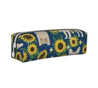 YWSOTRE Girasoli del bulldog francese, Astuccio per matite Astuccio per penne Astuccio per matite in pelle portatile con astuccio cosmetico con cerniera