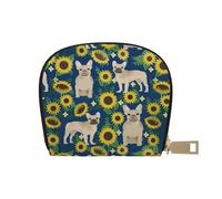 YWSOTRE Girasoli del bulldog francese, Custodia per carte in pelle PU Elegante porta carte di credito Porta carte di credito