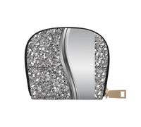 YWSOTRE Glam Bling argento finto glitter, Custodia per carte in pelle PU Elegante porta carte di credito Porta carte di credito