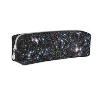 YWSOTRE Glitter Galaxy stampato, non veri glitter, Astuccio per matite Astuccio per penne Astuccio per matite in pelle portatile con astuccio cosmetico con cerniera