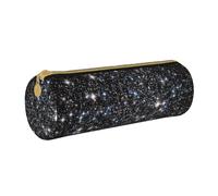 YWSOTRE Glitter Galaxy stampato, non veri glitter, Astuccio portapenne cilindrico Astuccio portapenne in pelle portatile con astuccio cosmetico con cerniera