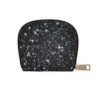 YWSOTRE Glitter Galaxy stampato, non veri glitter, Custodia per carte in pelle PU Elegante porta carte di credito Porta carte di credito