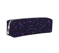 YWSOTRE Glitter viola ametista scuro, Astuccio per matite Astuccio per penne Astuccio per matite in pelle portatile con astuccio cosmetico con cerniera