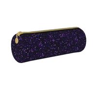 YWSOTRE Glitter viola ametista scuro, Astuccio portapenne cilindrico Astuccio portapenne in pelle portatile con astuccio cosmetico con cerniera