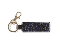 YWSOTRE Gradiente dorato lineare con foglie di Ginkgo Biloba, Portachiavi in pelle PU, portachiavi con anello portachiavi, organizer, 1 pz