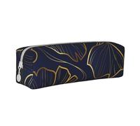 YWSOTRE Gradiente Lineare Dorato Con Foglie Di Ginkgo Biloba, Astuccio per matite Astuccio per penne Astuccio per matite in pelle portatile con astuccio cosmetico con cerniera
