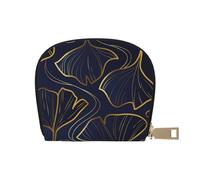 YWSOTRE Gradiente Lineare Dorato Con Foglie Di Ginkgo Biloba, Custodia per carte in pelle PU Elegante porta carte di credito Porta carte di credito