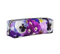YWSOTRE Grafica Pansy Pasqua Fiori primaverili, Astuccio per matite Astuccio per penne Astuccio per matite in pelle portatile con astuccio cosmetico con cerniera