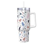 YWSOTRE Grandi punti colorati su sfondo bianco,Tazza Ice Bully da 40 oz con manico, in acciaio inossidabile, con borraccia