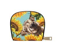 YWSOTRE Highl E Mucca Con I Girasoli, Custodia per carte in pelle PU Elegante porta carte di credito Porta carte di credito