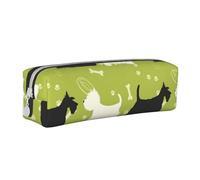 YWSOTRE Hund sagoma Scottie Westie livello, Astuccio per matite Astuccio per penne Astuccio per matite in pelle portatile con astuccio cosmetico con cerniera