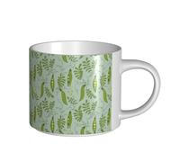 YWSOTRE I piselli verdi lasciano il blu, Tazza in ceramica di grande capacità, tazza da tè, tazza da caffè 450 ml