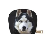 YWSOTRE Il bel cane dalla faccia di Husky divertente, Custodia per carte in pelle PU Elegante porta carte di credito Porta carte di credito