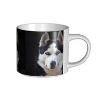 YWSOTRE Il bel muso dell'husky è un cane divertente, Tazza in ceramica di grande capacità, tazza da tè, tazza da caffè 450 ml