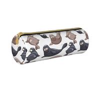 YWSOTRE Illustrazione dei sigilli Leone marino, Astuccio portapenne cilindrico Astuccio portapenne in pelle portatile con astuccio cosmetico con cerniera