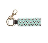 YWSOTRE Illustrazione di un cucciolo di carlino blu, modello per bambini, Portachiavi in pelle PU, portachiavi con anello portachiavi, organizer, 1 pz