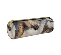 YWSOTRE Immagine del cavallo selvaggio, Astuccio portapenne cilindrico Astuccio portapenne in pelle portatile con astuccio cosmetico con cerniera